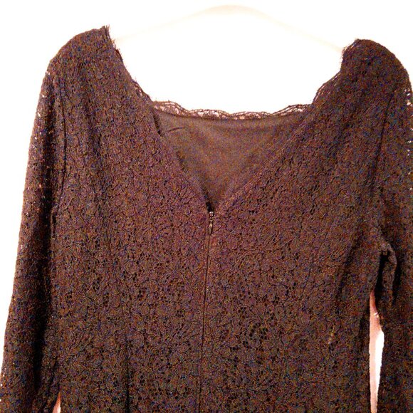 Adrianna Papell Maxi Dress Size 14 NWT Black Color Floral Lace Long Sleeves - Picture 4 of 5